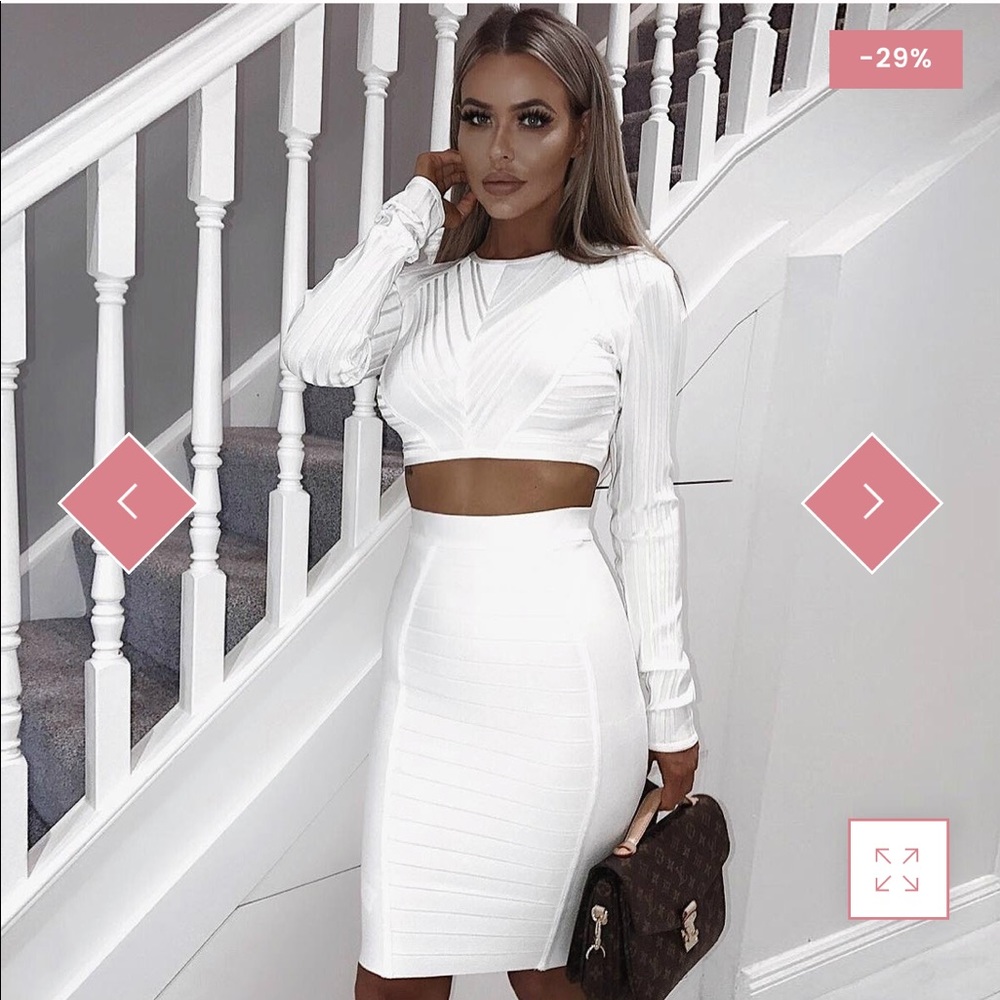 ROUND NECK LONG SLEEVE PLAIN MIDI BANDAGE SET